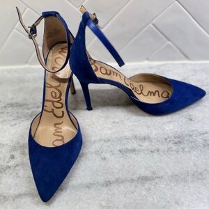 Sam Edelman Royal Blue Suede and Leather Ankle Strap Heels